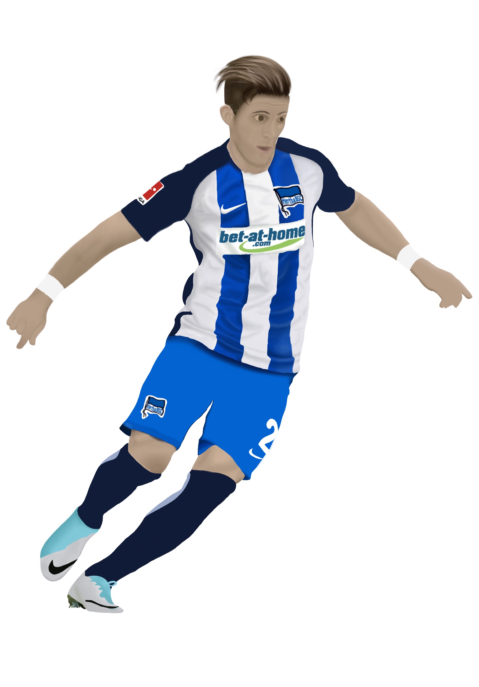 Porträtzeichnung vom Fußballspieler Peter Pekarik von Hertha BSC, erstellt mit Procreate.